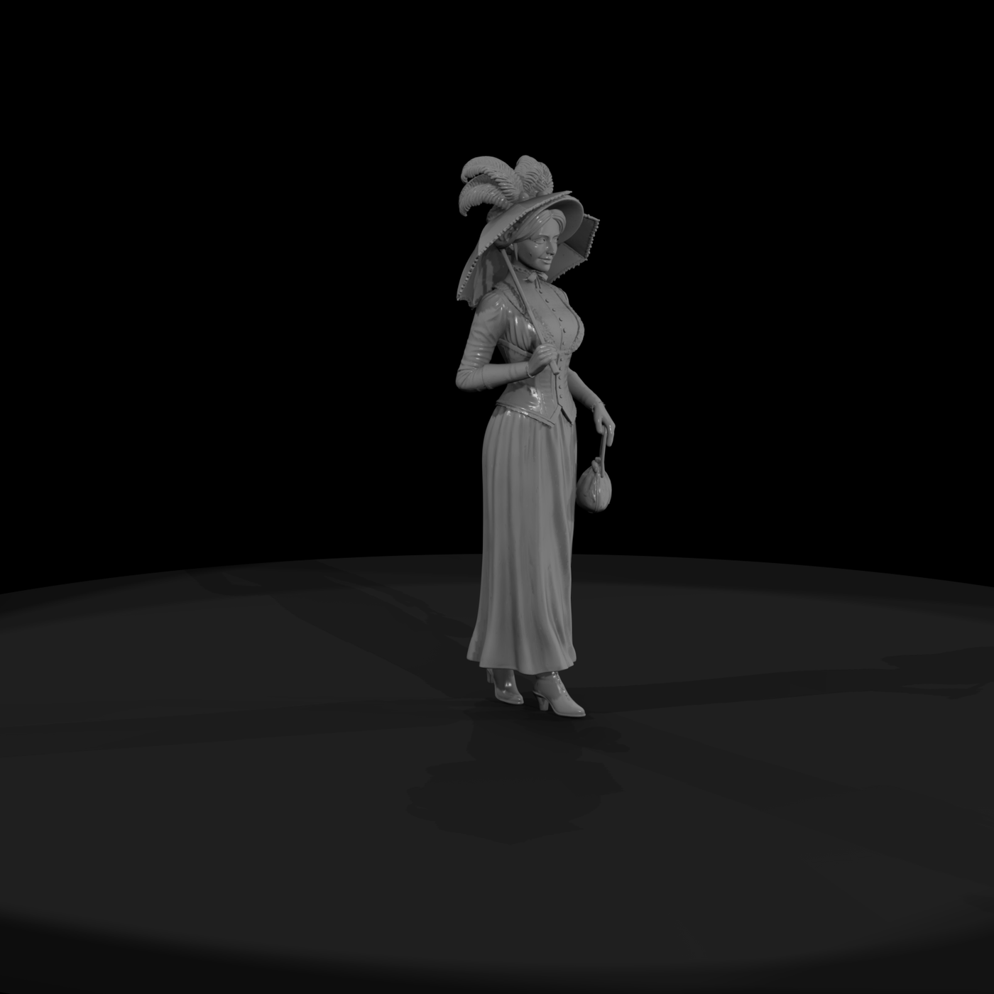 Victorian lady with parasol and handbag for dioramas