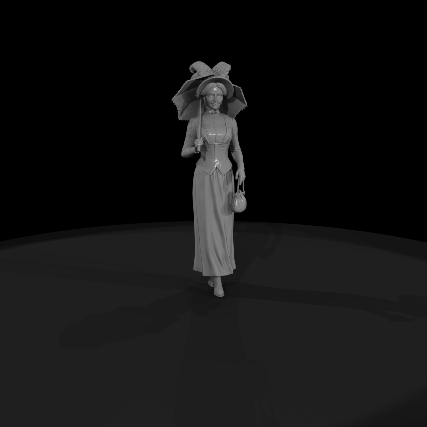 Victorian lady with parasol and handbag for dioramas