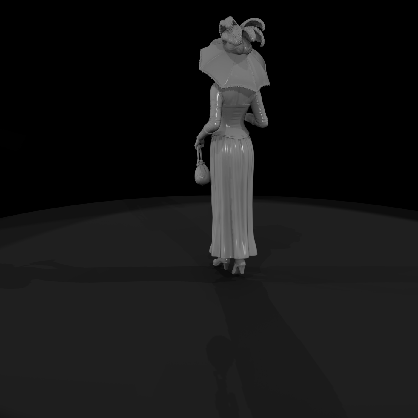 Victorian lady with parasol and handbag for dioramas