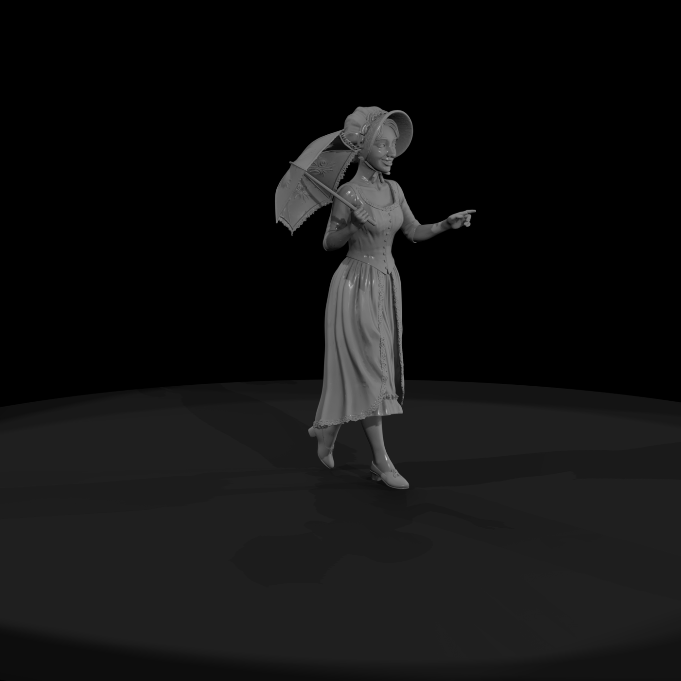 Victorian lady with parasol miniature for dioramas