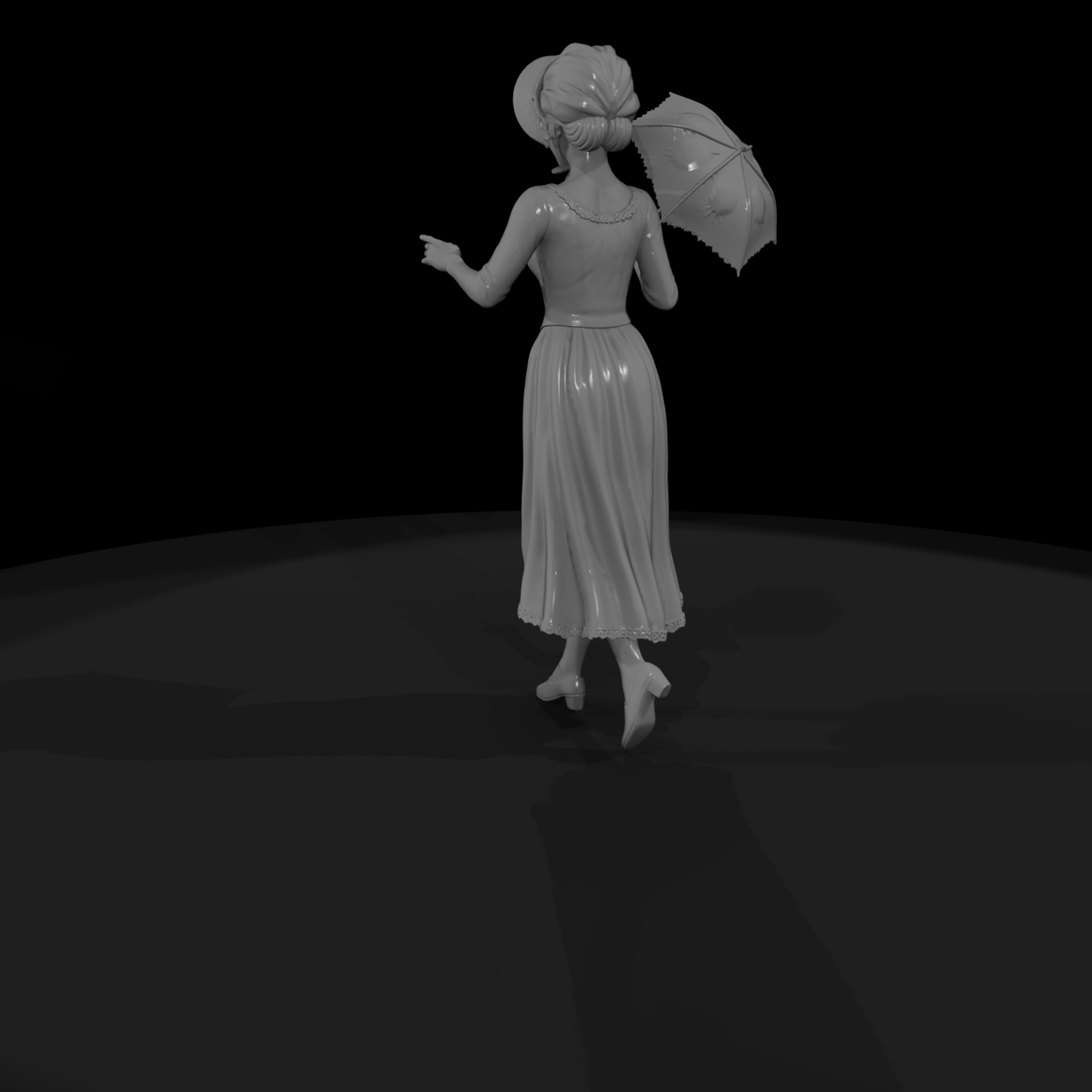 Victorian lady with parasol miniature for dioramas