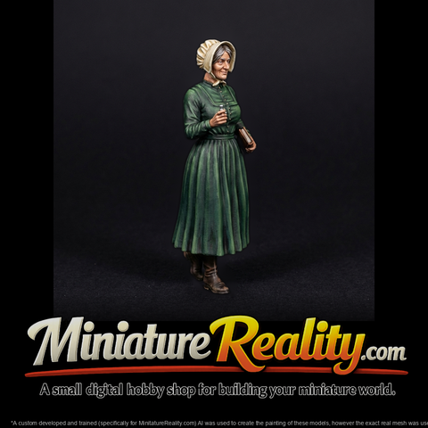 Victorian woman figure with book for dioramas