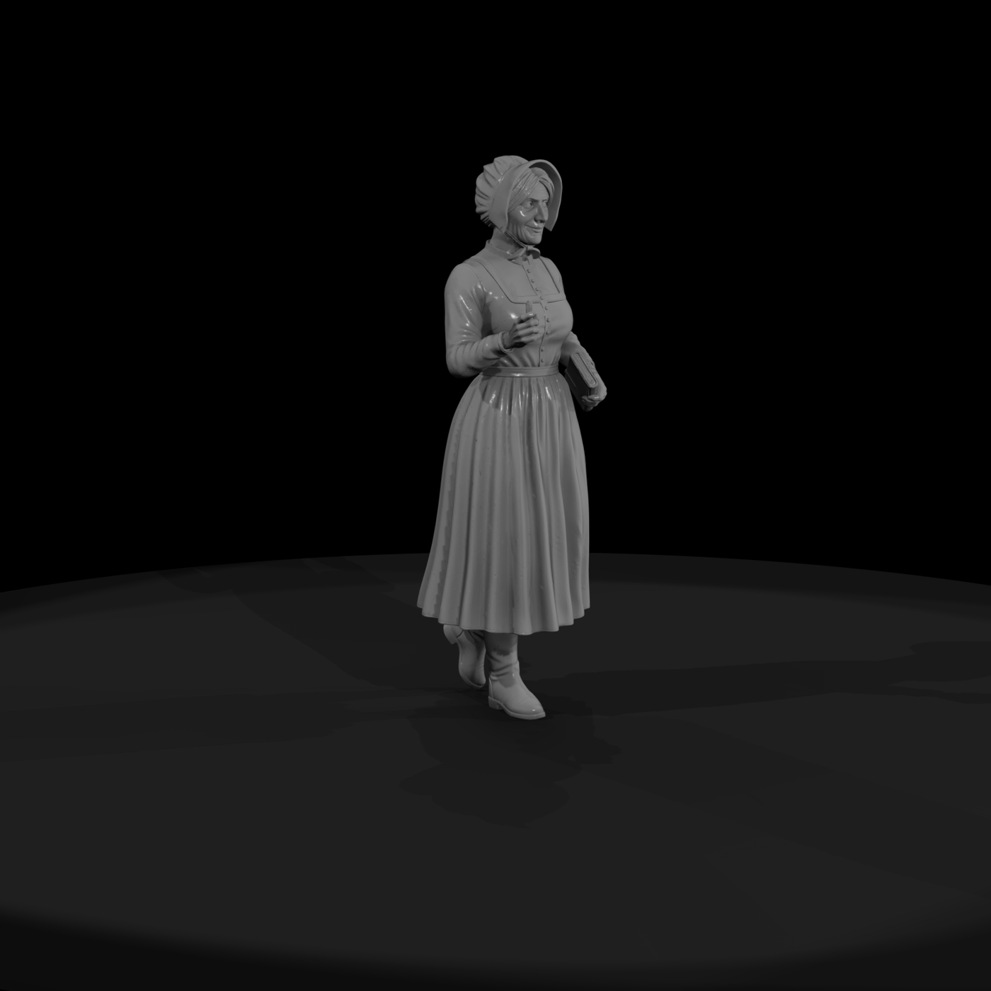 Victorian woman figure with book for dioramas