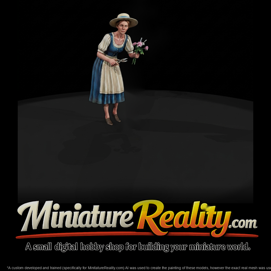 Victorian woman with bouquet and shears