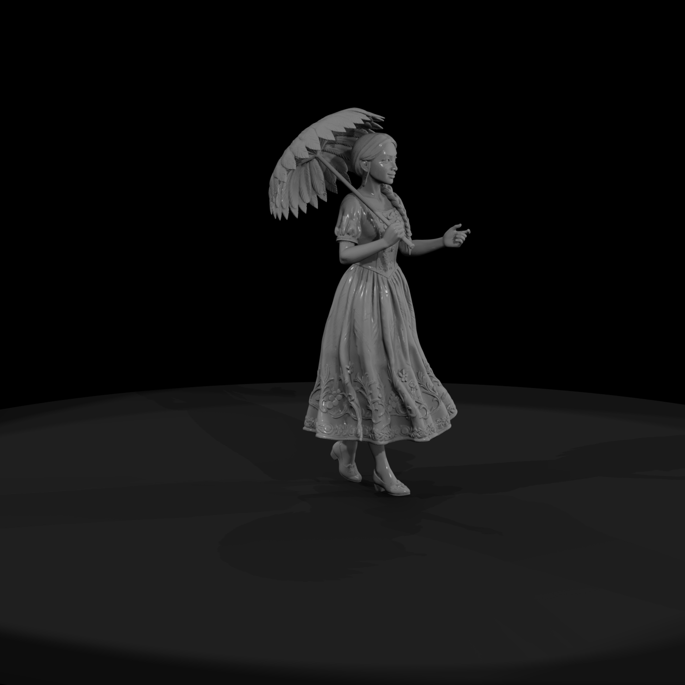 Victorian woman with parasol miniature for diorama