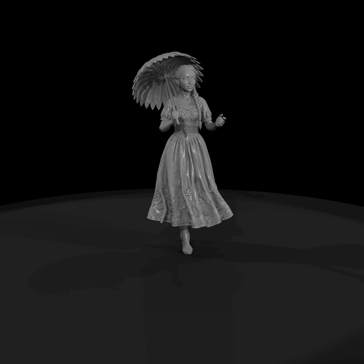 Victorian woman with parasol miniature for diorama