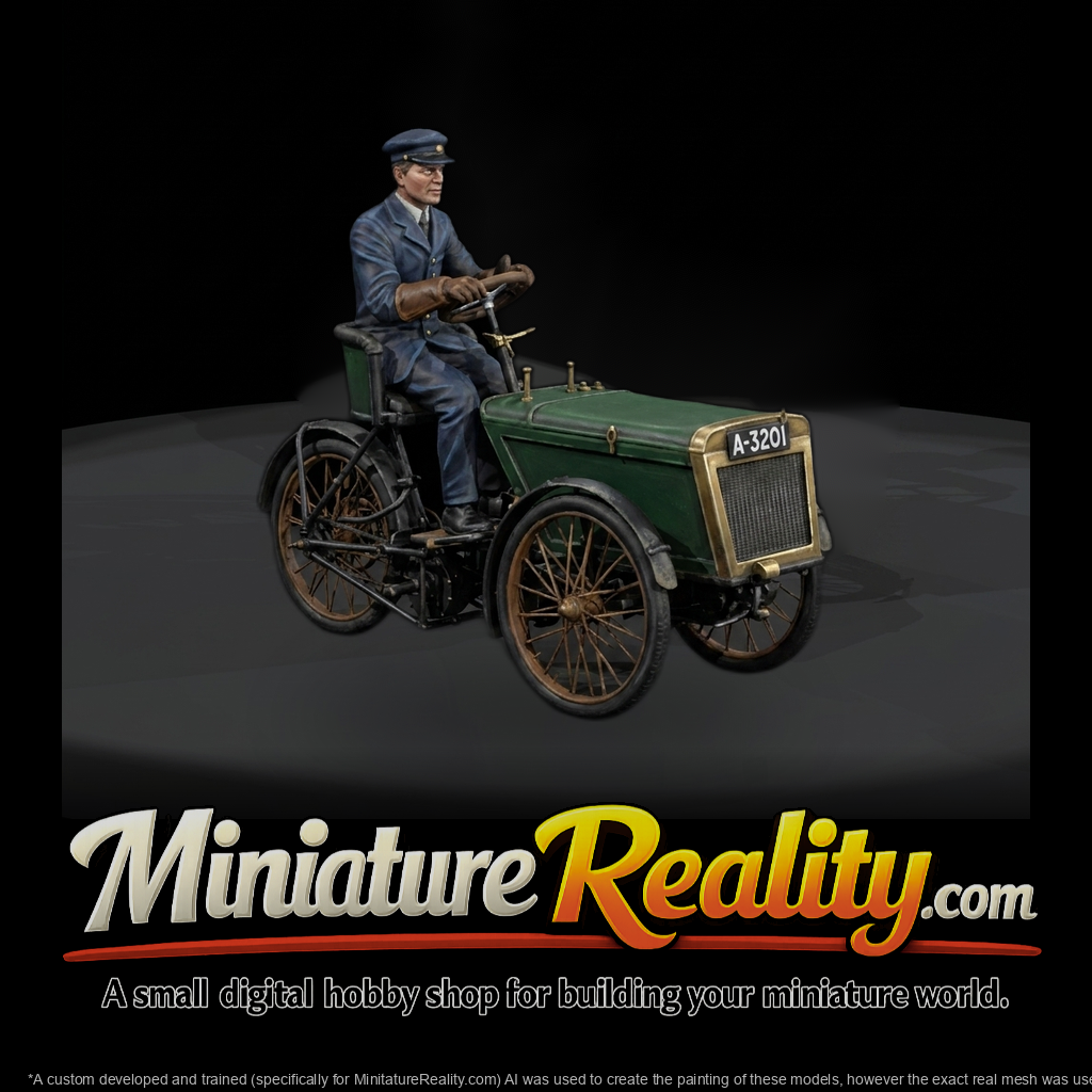 Vintage 1910s Motor Tricycle with Driver — For Dioramas &
