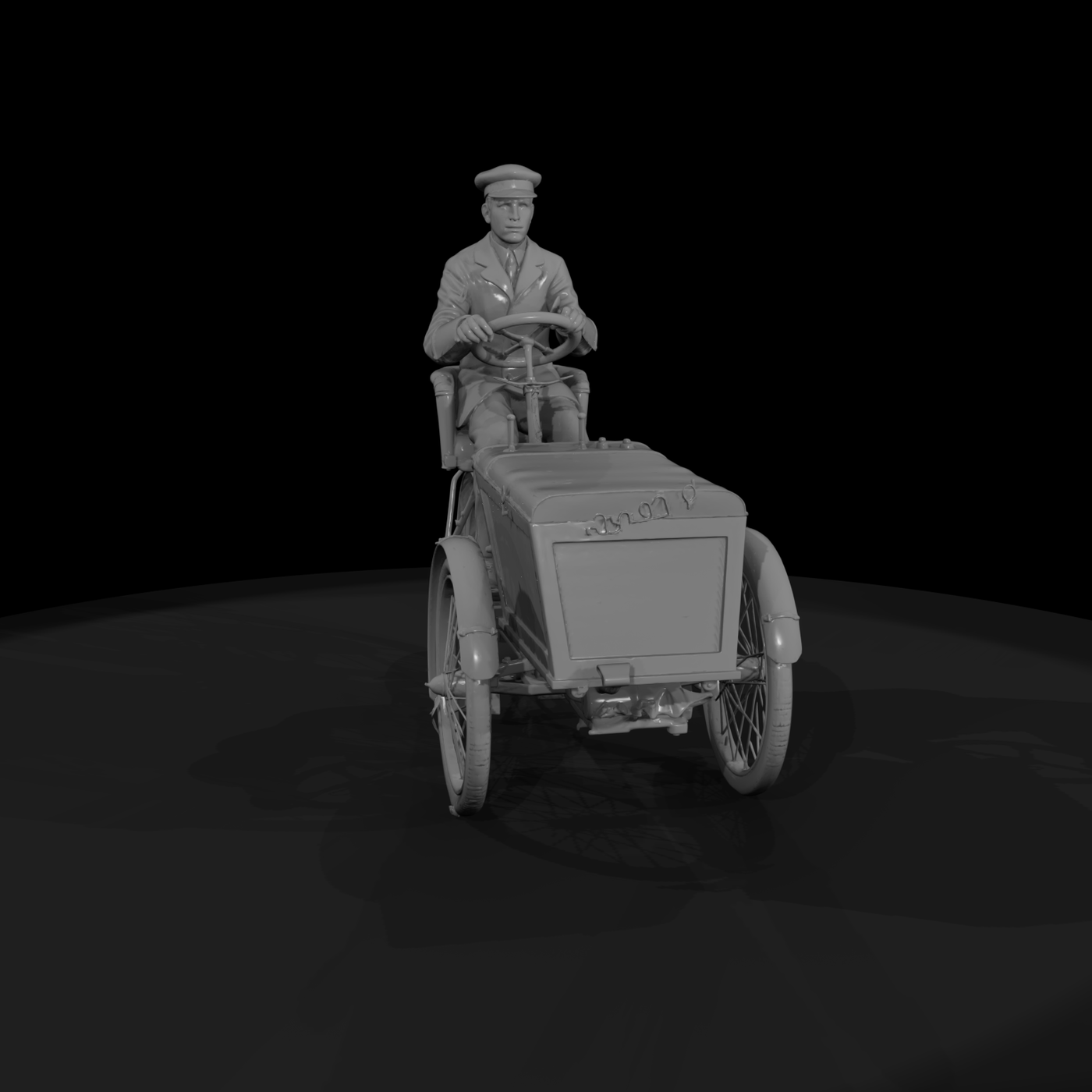 Vintage 1910s Motor Tricycle with Driver — For Dioramas &