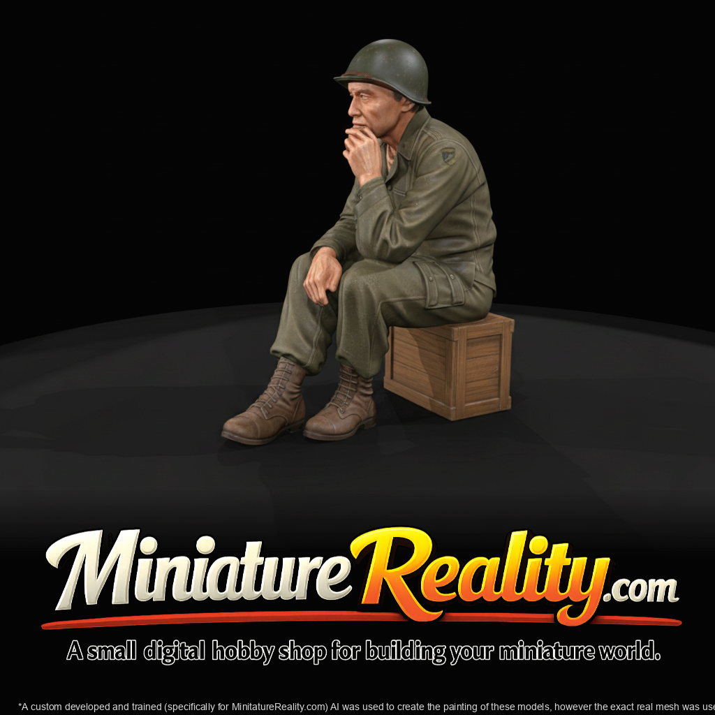 Military Soldier Figure(1940s) — Sitting on box