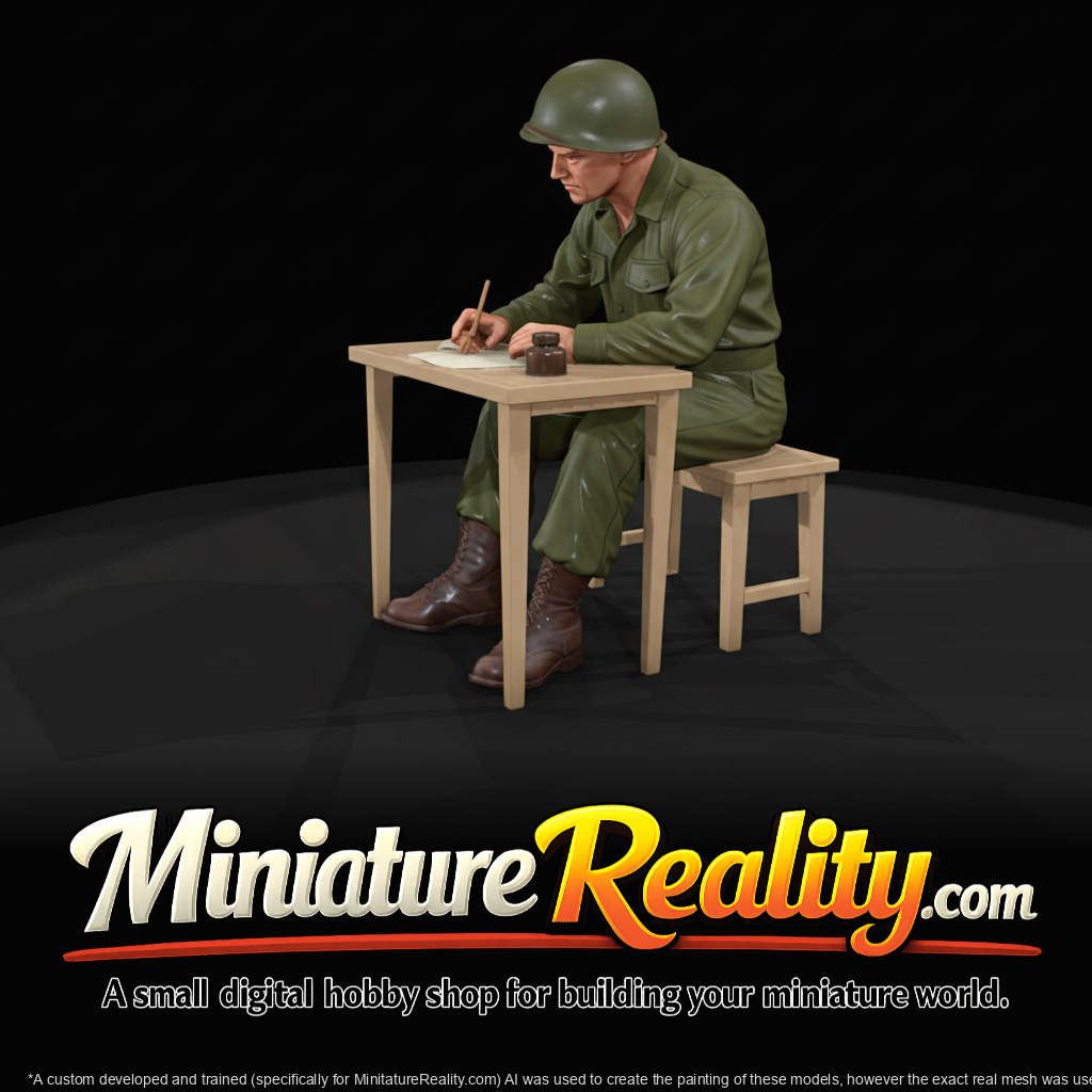 Military Soldier Figure(1940s) — At Desk Writing A Letter