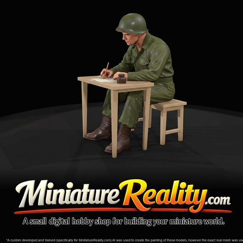 Military Soldier Figure(1940s) — At Desk Writing A Letter