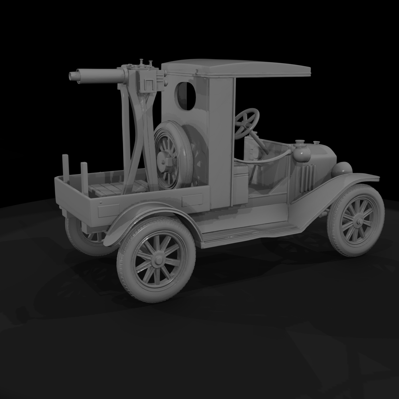 WWI Model T Gun Truck — HO 1:87 for Dioramas