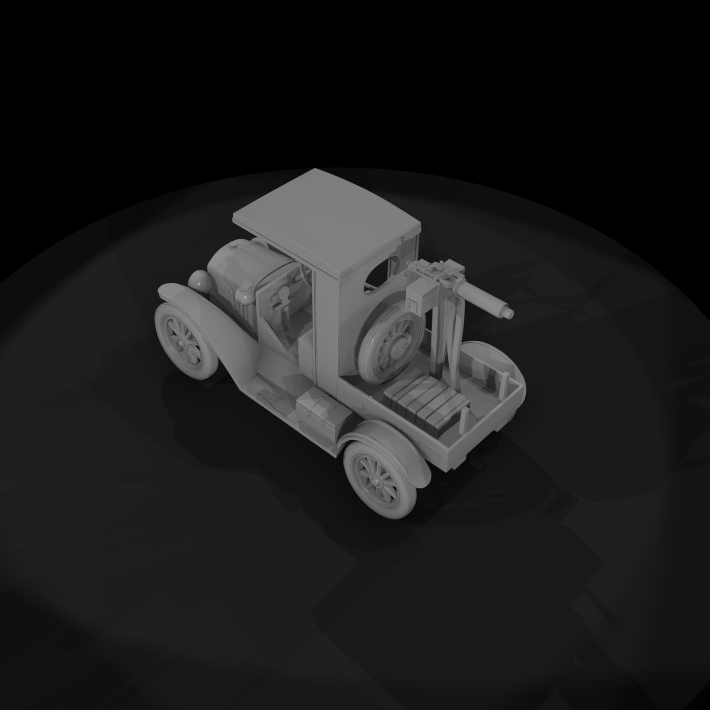 WWI Model T Gun Truck — HO 1:87 for Dioramas