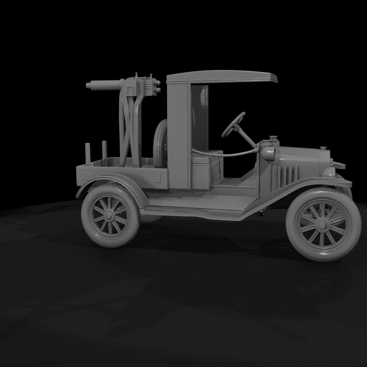 WWI Model T Gun Truck — HO 1:87 for Dioramas