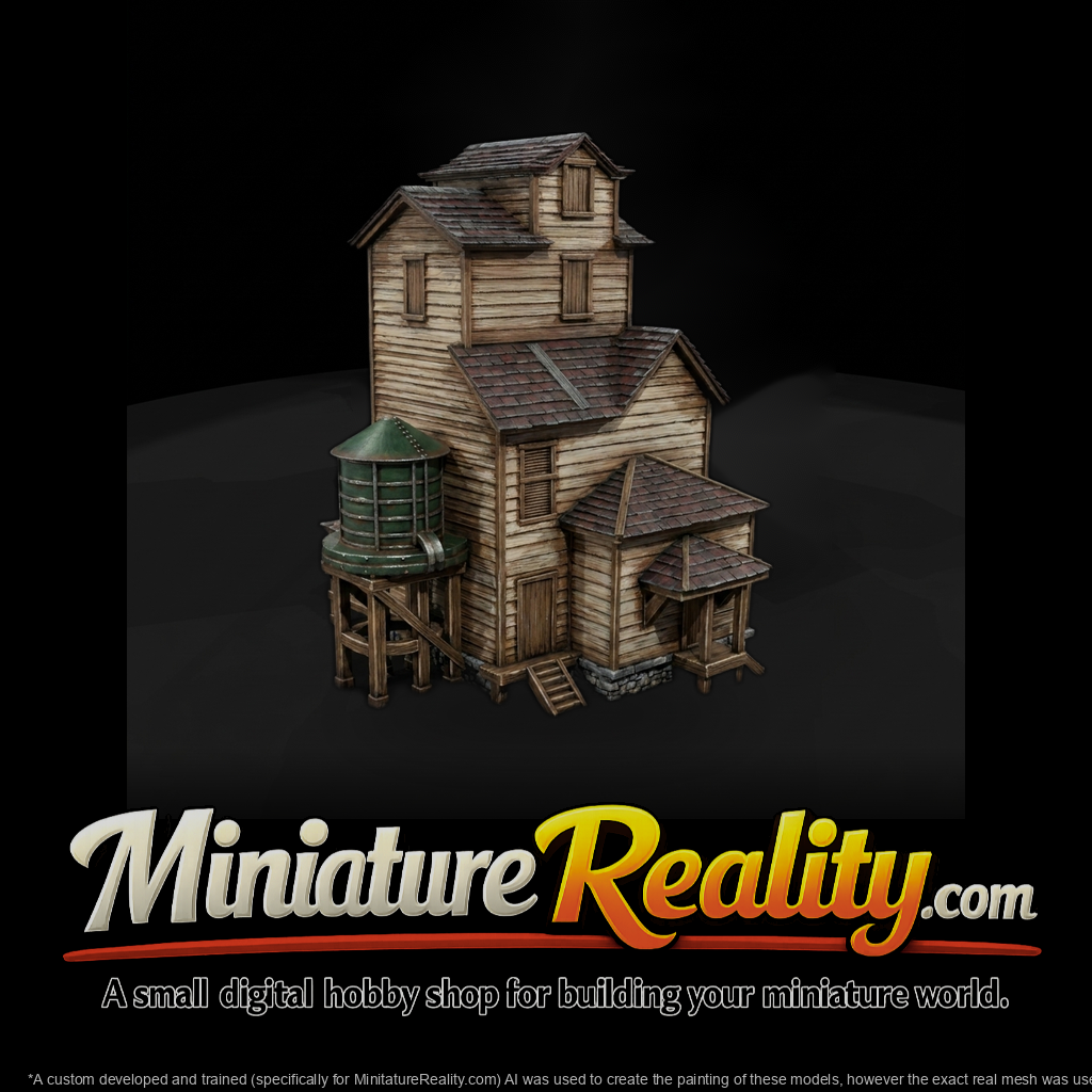 Western Farm Mill with Water Tower — Diorama Buildin