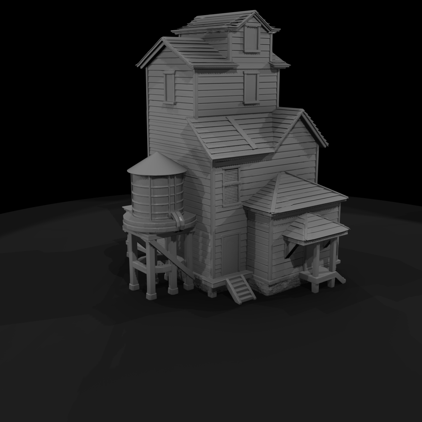 Western Farm Mill with Water Tower — Diorama Buildin