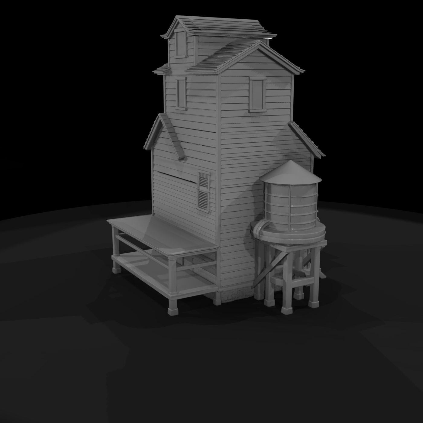 Western Farm Mill with Water Tower — Diorama Buildin