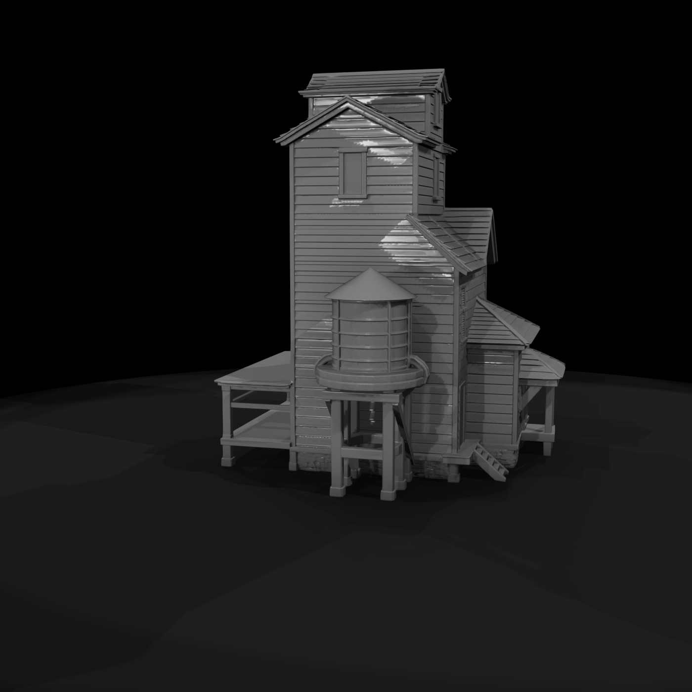 Western Farm Mill with Water Tower — Diorama Buildin