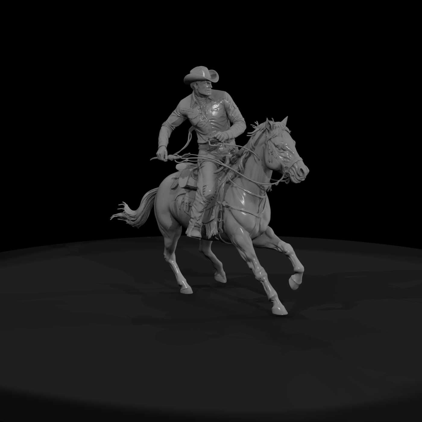 Western cowboy on horseback for dioramas and layouts