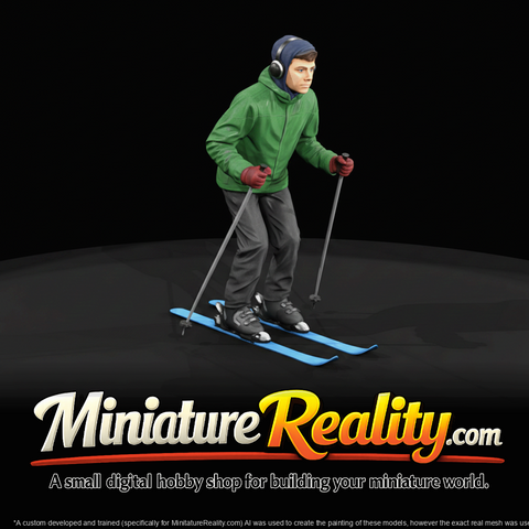 Winter Skier Figure (estimated) — Man doing downhill ski run