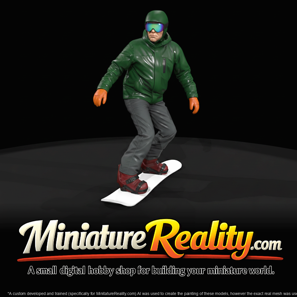Winter Skier Figure (estimated) — Man Going Downhill On Snowboard