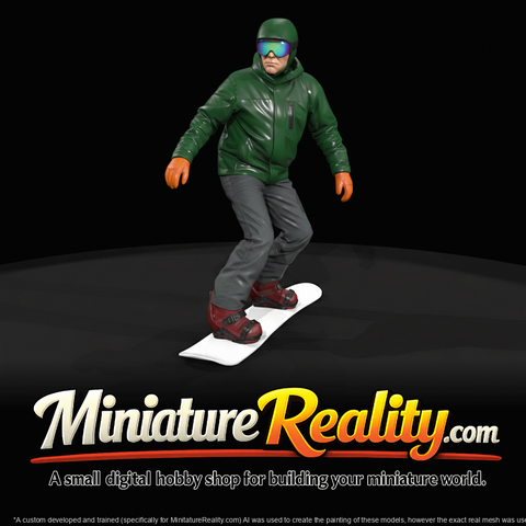 Winter Skier Figure (estimated) — Man Going Downhill On Snowboard