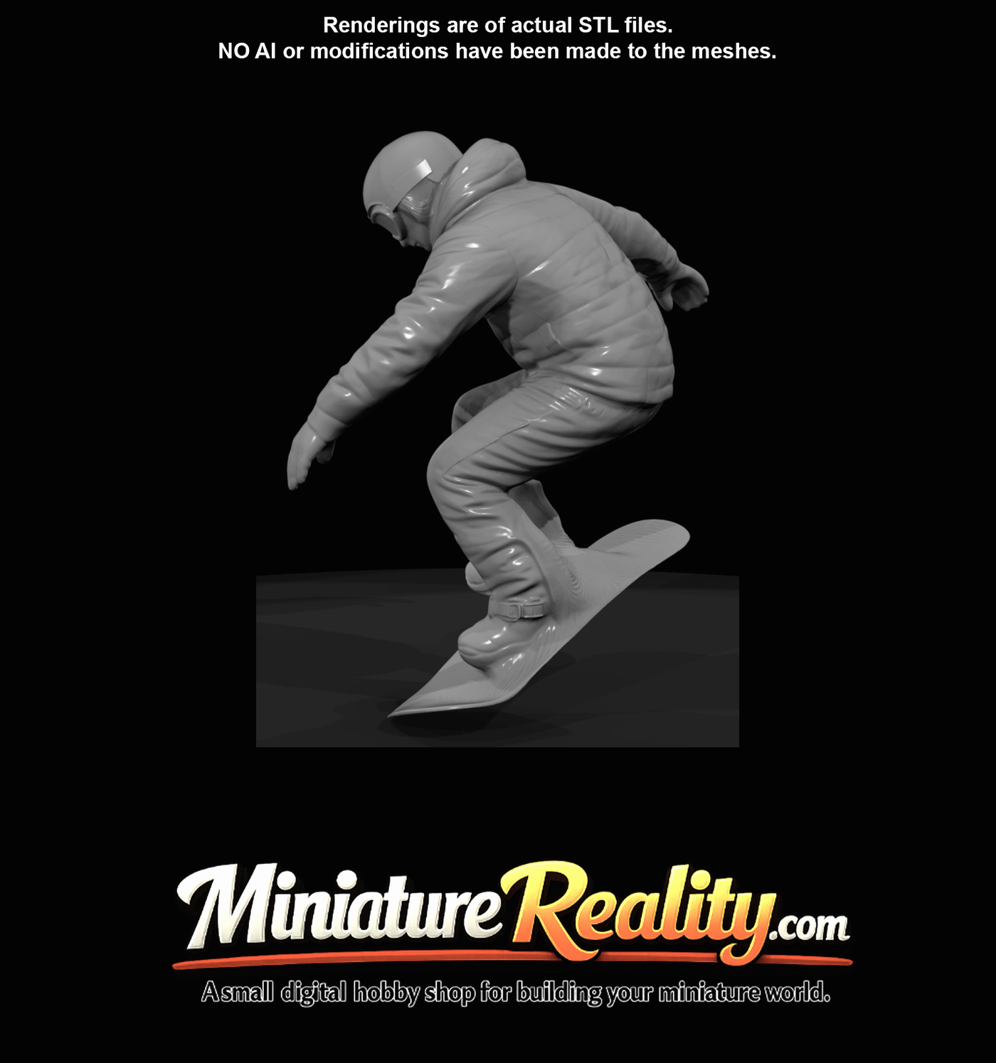 Winter Skier Figure (estimated) — Man on snowboard mid jump