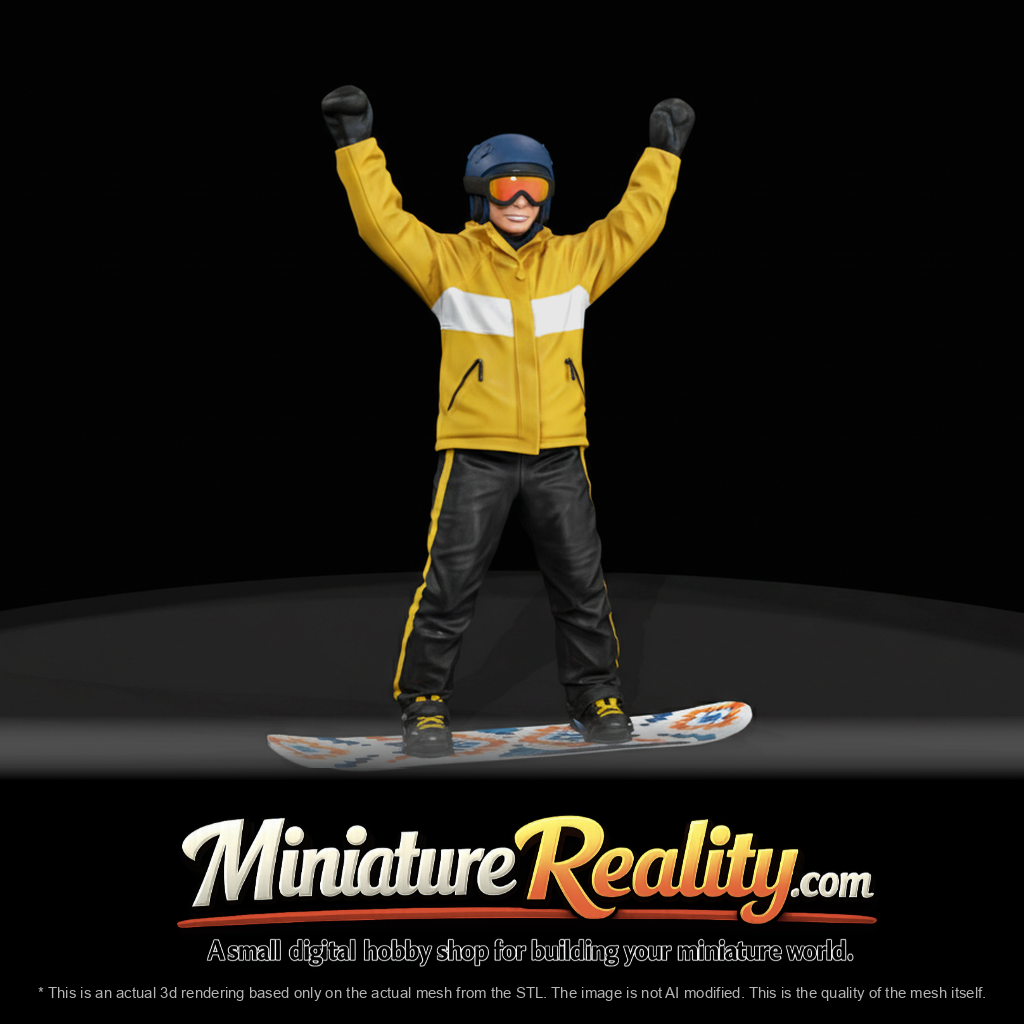 Winter Skier Figure (estimated) — Woman On Snowboard Celebrating
