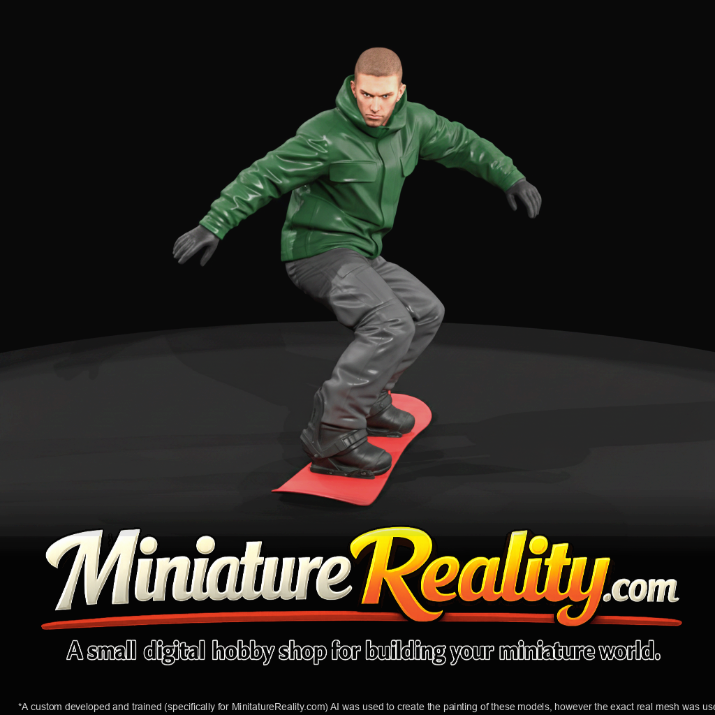 Winter Skier Figure (estimated) — Young Man On Snowboard