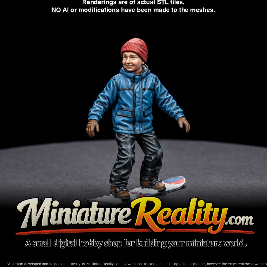 Winter Skier Figure (estimated) — Young boy on Snowboard