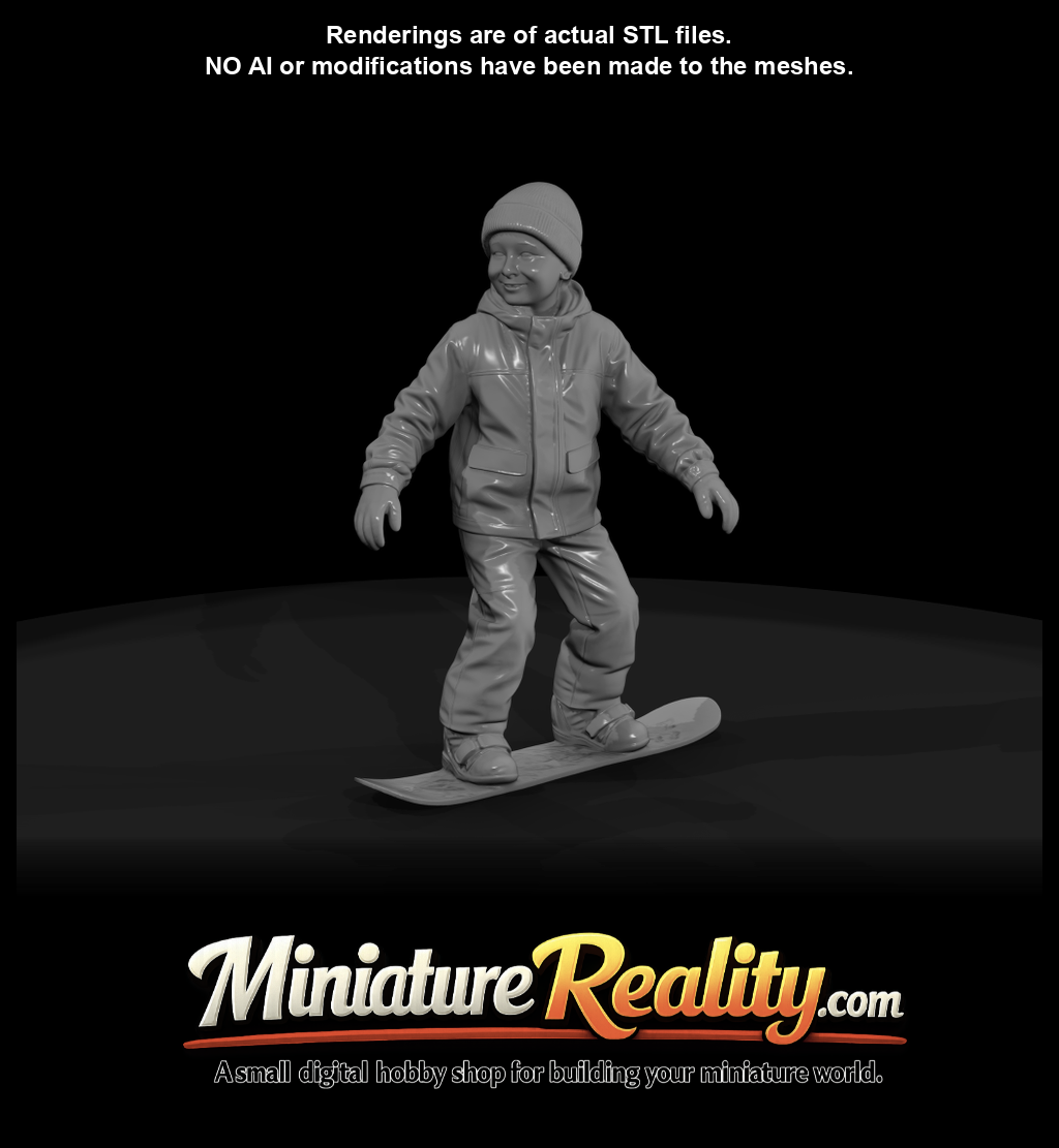 Winter Skier Figure (estimated) — Young boy on Snowboard