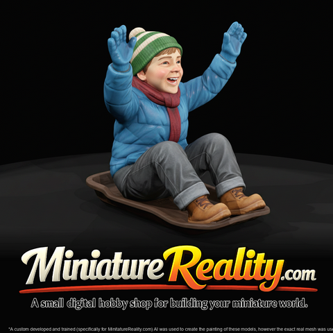 Winter Skier Figure (estimated) — Young Child Sledding