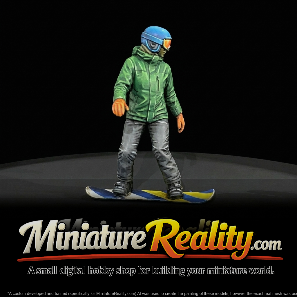 Winter Skier Figure (estimated) — snowboarder figure with helmet