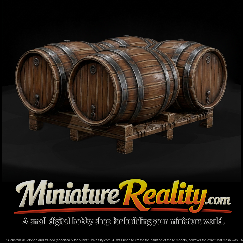 Wooden Wine Barrel Set on Pallet