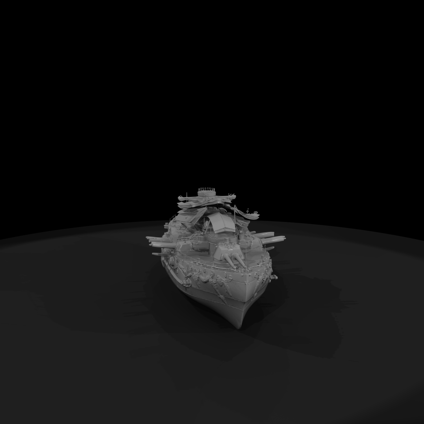 Wrecked WWII Battleship Diorama Centerpiece