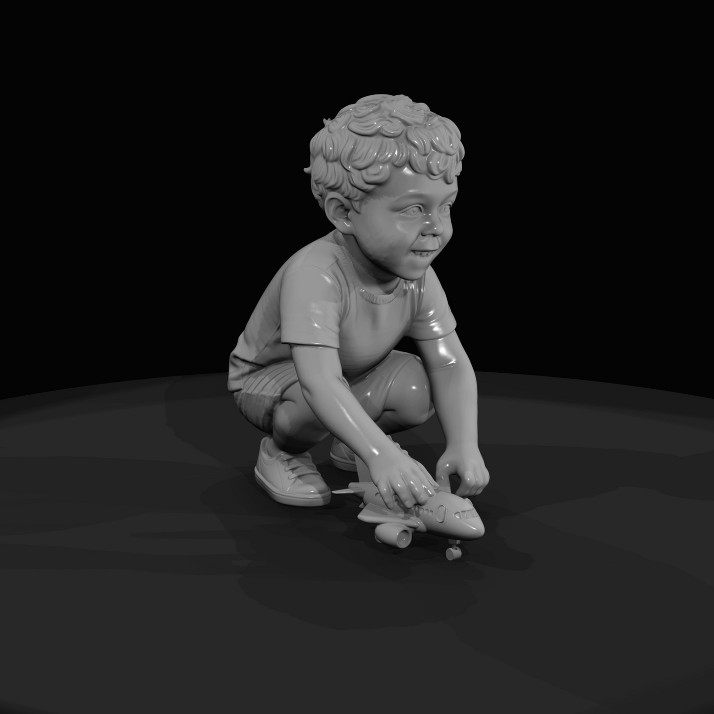 Young Child With Toy Airplane (estimated)