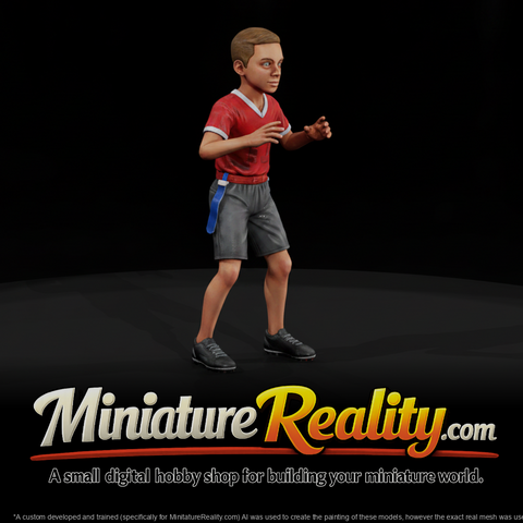 Young Boy Playing Flag Football miniature, three-quarter view