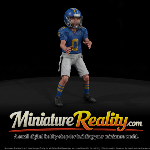 Youth Football Player in Full Pads miniature, three-quarter view