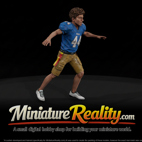 Youth Football Player Juking Run miniature, three-quarter view