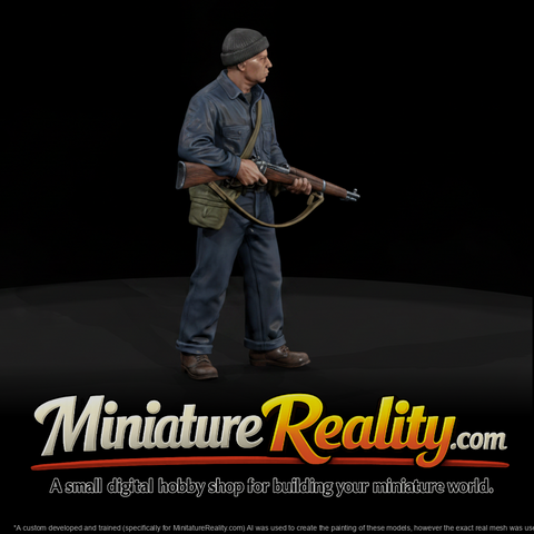 Armed Merchant Mariner miniature, three-quarter view