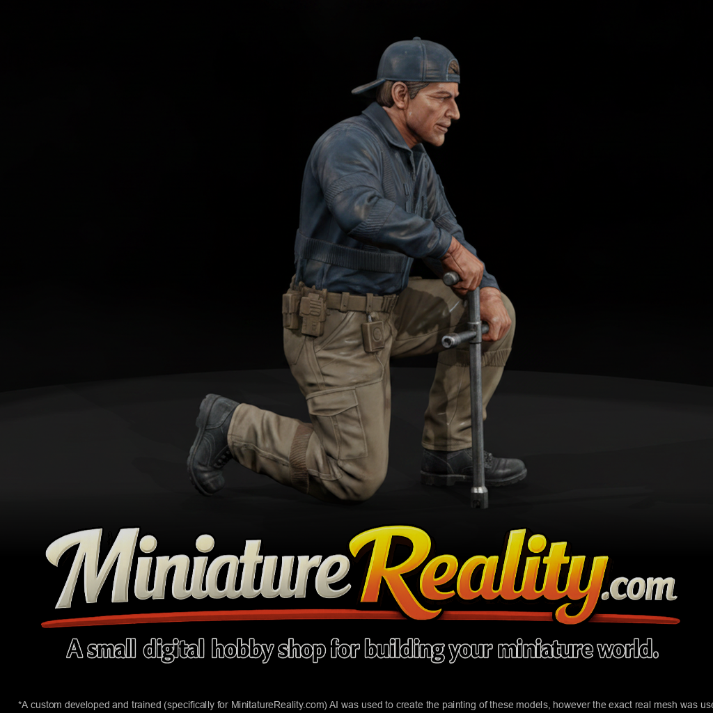 Worker Hydrant Fuel Operator miniature, three-quarter view