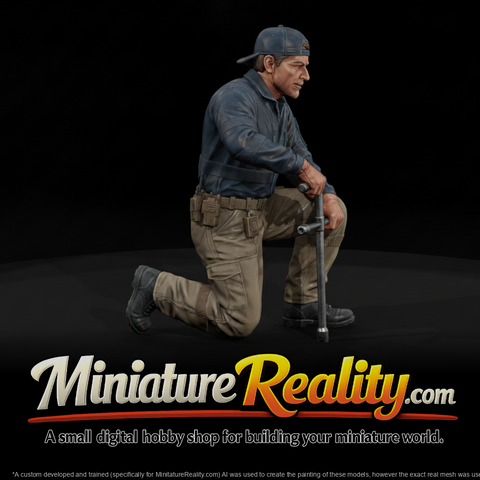 Worker Hydrant Fuel Operator miniature, three-quarter view