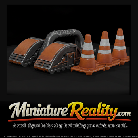 Airport Wheel Chocks and Cones Set miniature, three-quarter view