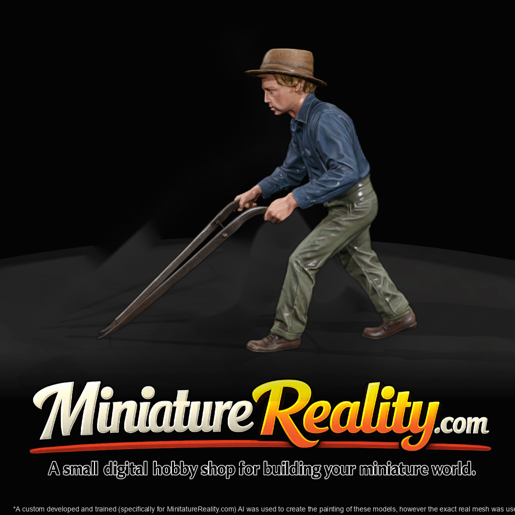 Amish Boy Plowing - 1920s Farm Figure (3D Printable)