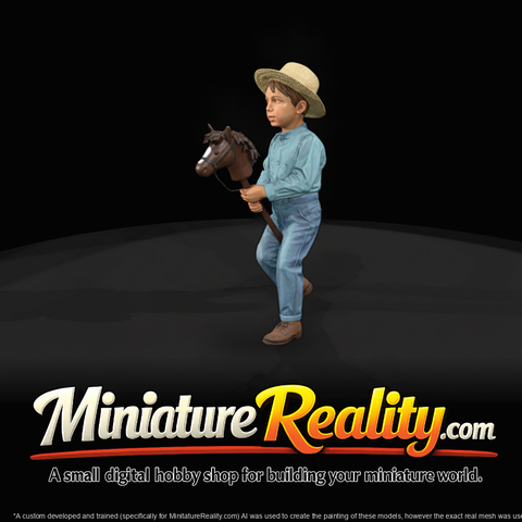 Amish Child with Hobby Horse (Miniature Figure)