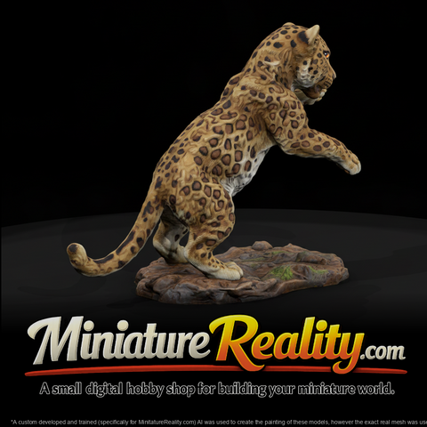 Rearing Leopard miniature, three-quarter view