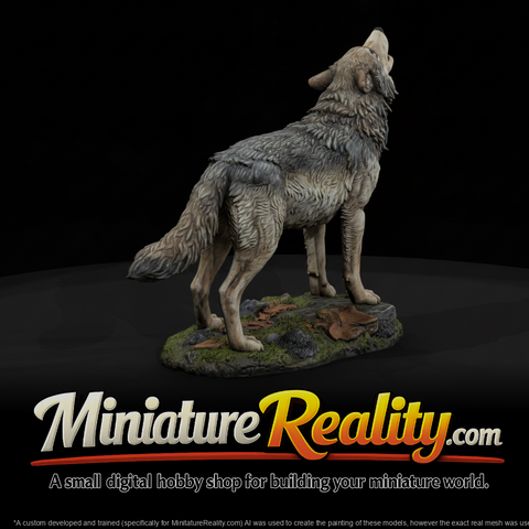 Gray Wolf Male miniature, three-quarter view