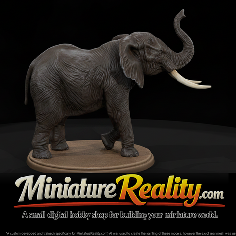 African Elephant Male miniature, three-quarter view