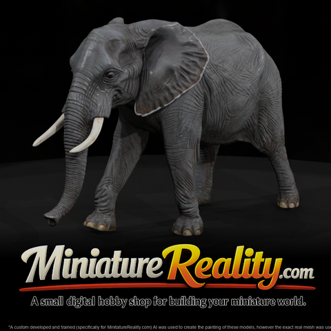 African Elephant Female miniature, three-quarter view