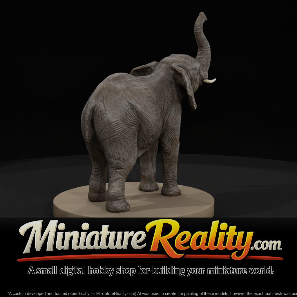 Young African Elephant miniature, three-quarter view